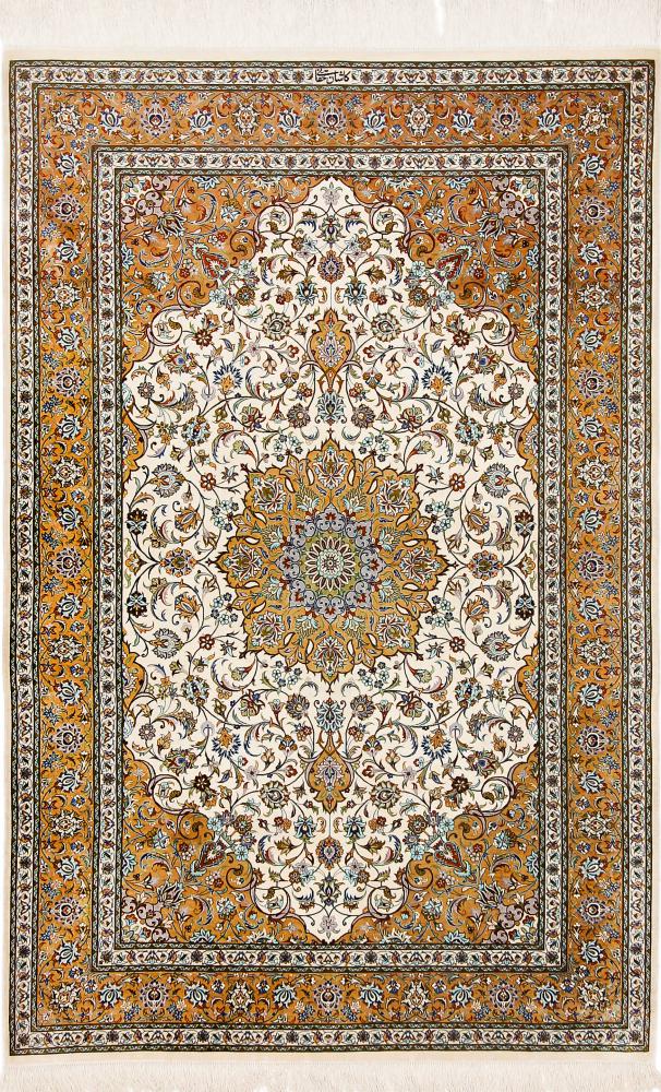 Περσικό χαλί Ghom μετάξι Keshani Falah 6'7"x4'4" 6'7"x4'4", Περσικό χαλί Οι κόμποι έγιναν με το χέρι