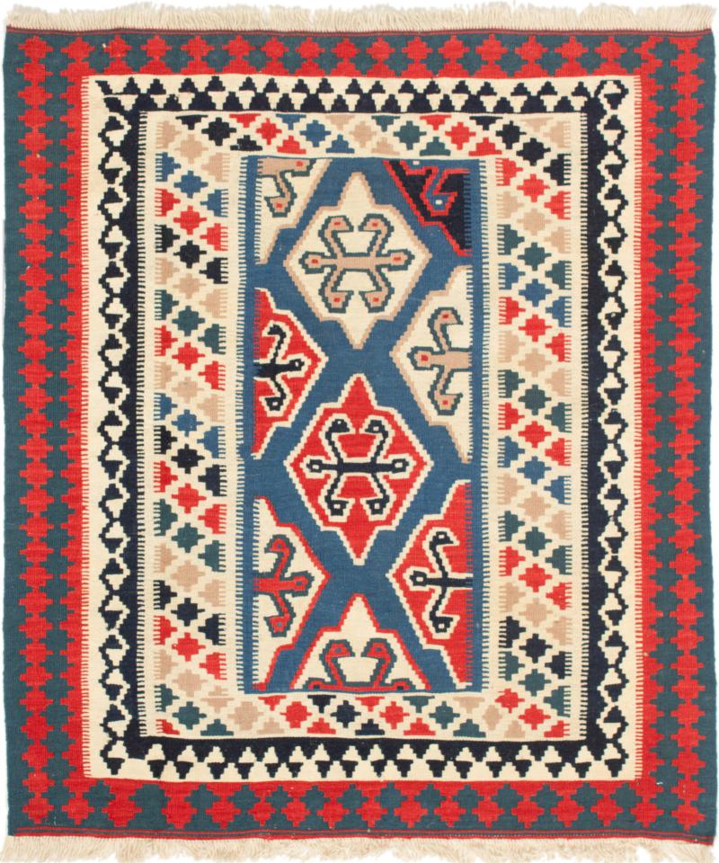 Persian Rug Kilim Fars 4'2"x3'7" 4'2"x3'7", Persian Rug Woven by hand