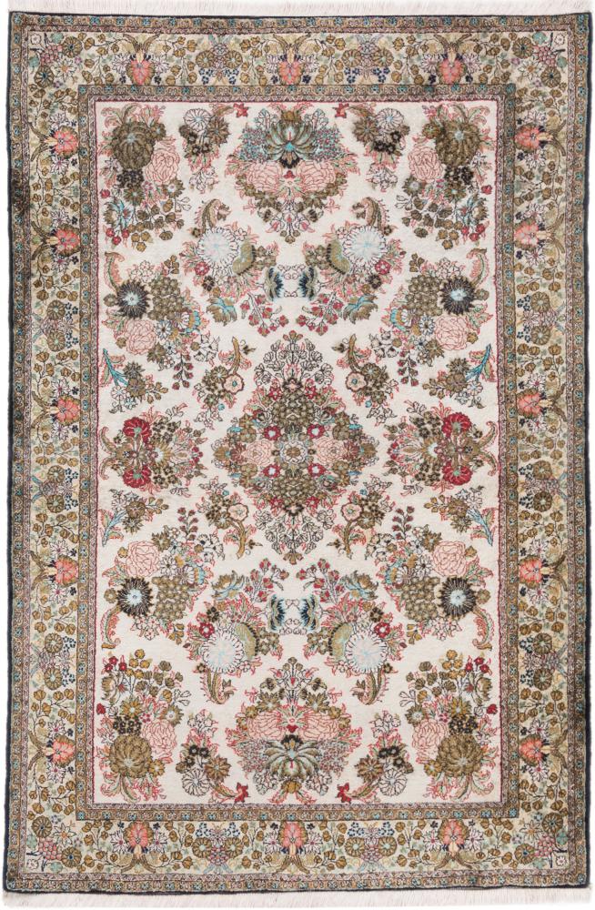 Persian Rug Qum Silk 5'3"x3'5" 5'3"x3'5", Persian Rug Knotted by hand