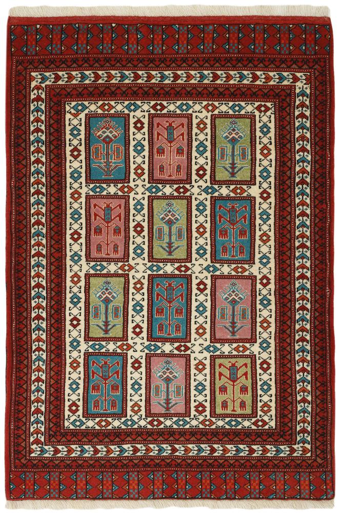 Persian Rug Turkaman 4'0"x2'9" 4'0"x2'9", Persian Rug Knotted by hand
