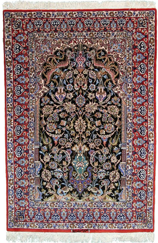 Persian Rug Isfahan Silk Warp 5'6"x3'8" 5'6"x3'8", Persian Rug Knotted by hand