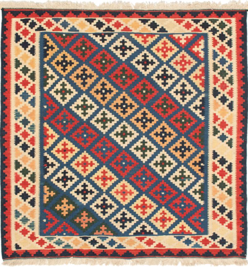 Persian Rug Kilim Fars 3'7"x3'6" 3'7"x3'6", Persian Rug Woven by hand