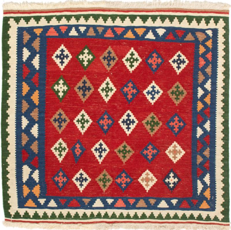 Persian Rug Kilim Fars 3'5"x3'3" 3'5"x3'3", Persian Rug Woven by hand
