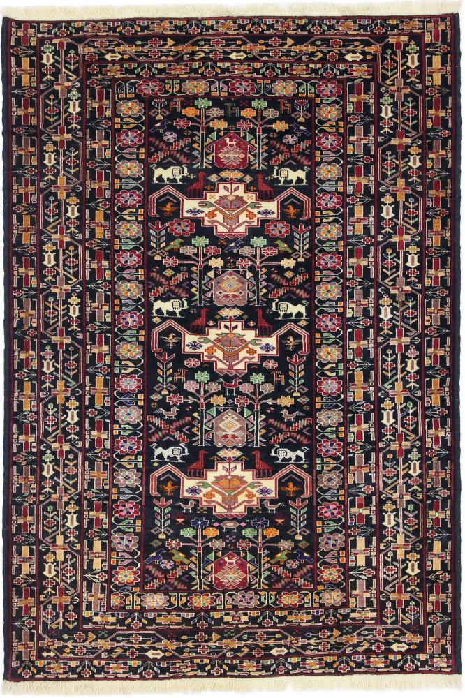 Persian Rug Turkaman 5'0"x3'5" 5'0"x3'5", Persian Rug Knotted by hand