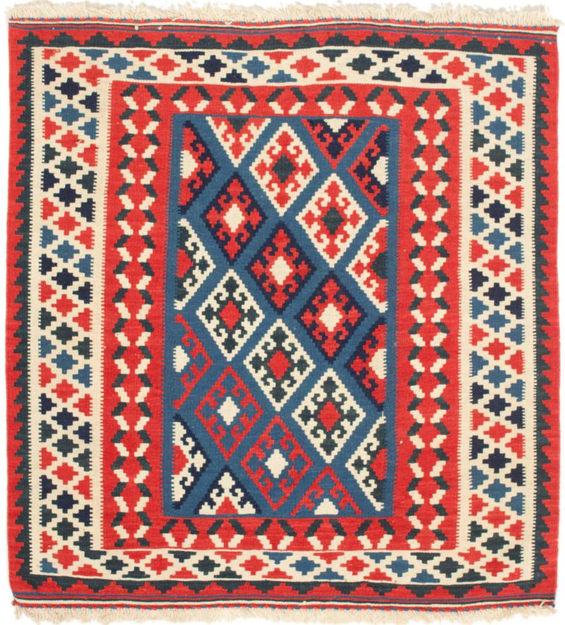  ペルシャ絨毯 キリム Fars 3'5"x3'3" 3'5"x3'3",  ペルシャ絨毯 手織り