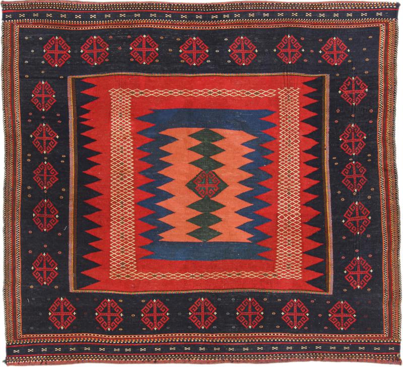  ペルシャ絨毯 キリム Fars 146x133 146x133,  ペルシャ絨毯 手織り