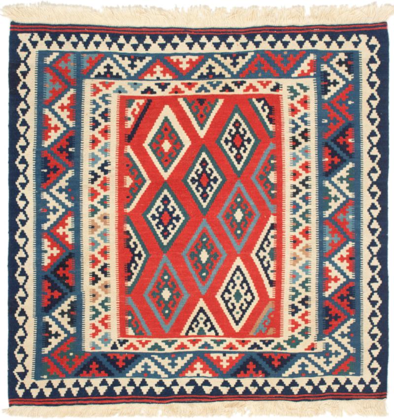 Tapis persan Kilim Fars 102x102 102x102, Tapis persan Tissé à la main