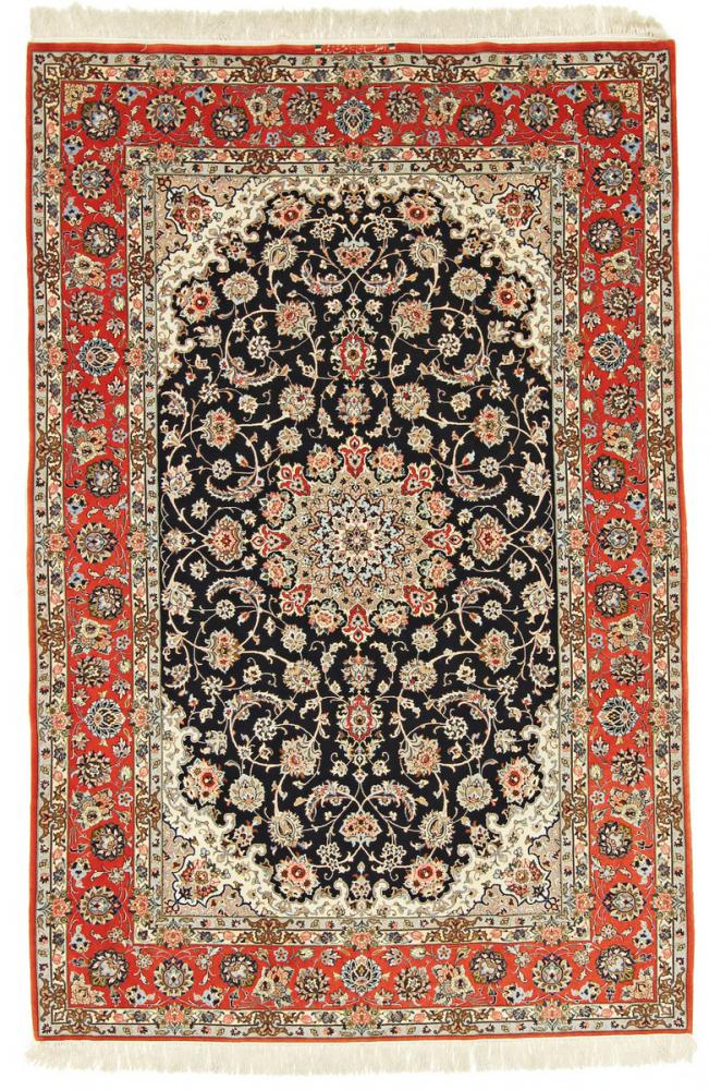 Persian Rug Isfahan Silk Warp 7'8"x5'1" 7'8"x5'1", Persian Rug Knotted by hand