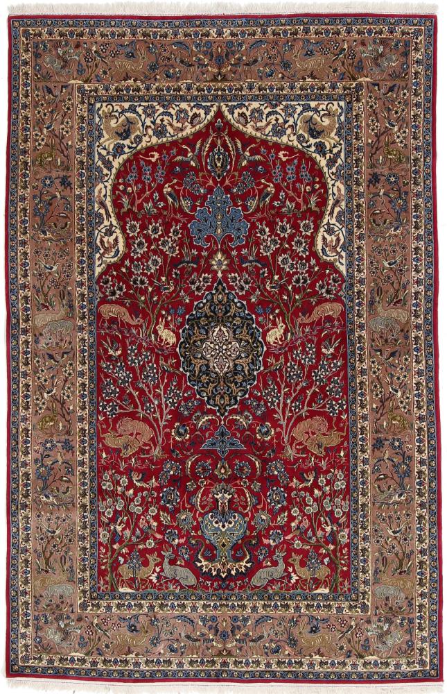  ペルシャ絨毯 イスファハン 絹の縦糸 233x152 233x152,  ペルシャ絨毯 手織り