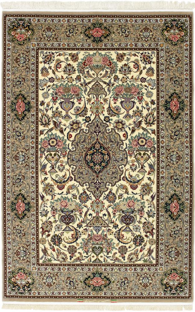 Persian Rug Isfahan Signed Silk Warp 6'7"x4'4" 6'7"x4'4", Persian Rug Knotted by hand