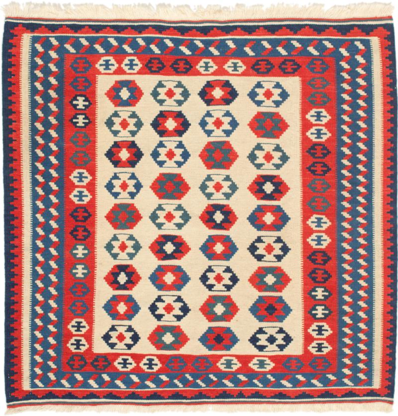  ペルシャ絨毯 キリム Fars 3'4"x3'5" 3'4"x3'5",  ペルシャ絨毯 手織り