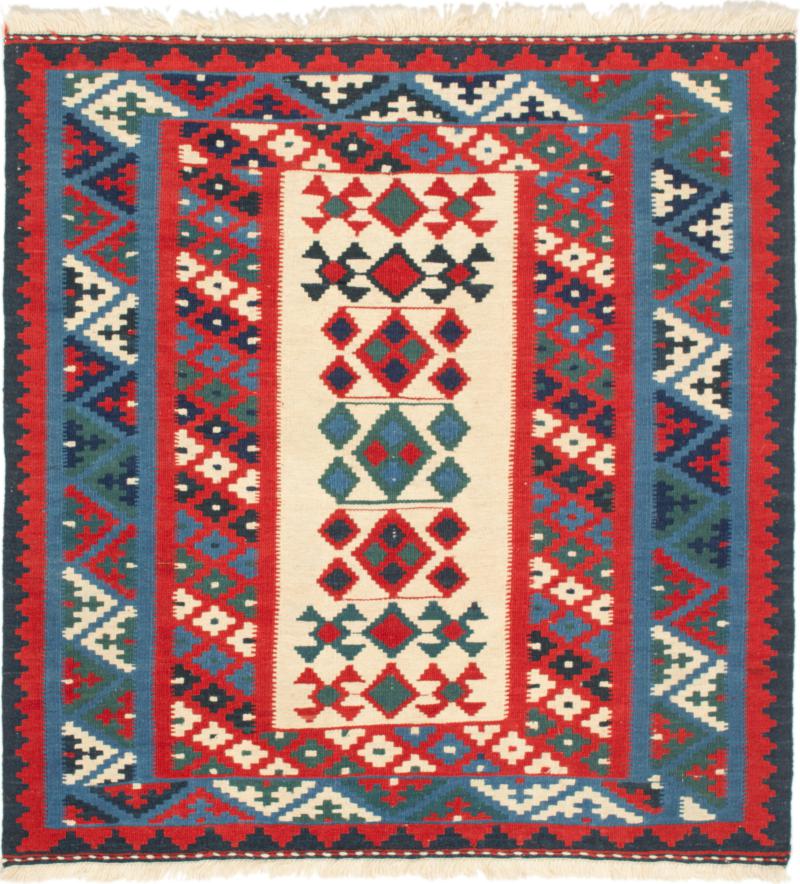 Persian Rug Kilim Fars 3'8"x3'5" 3'8"x3'5", Persian Rug Knotted by hand
