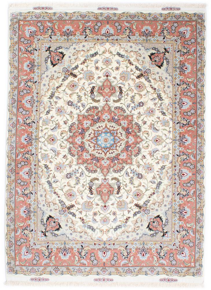 Persian Rug Tabriz 50Raj Silk Warp 6'8"x4'11" 6'8"x4'11", Persian Rug Knotted by hand