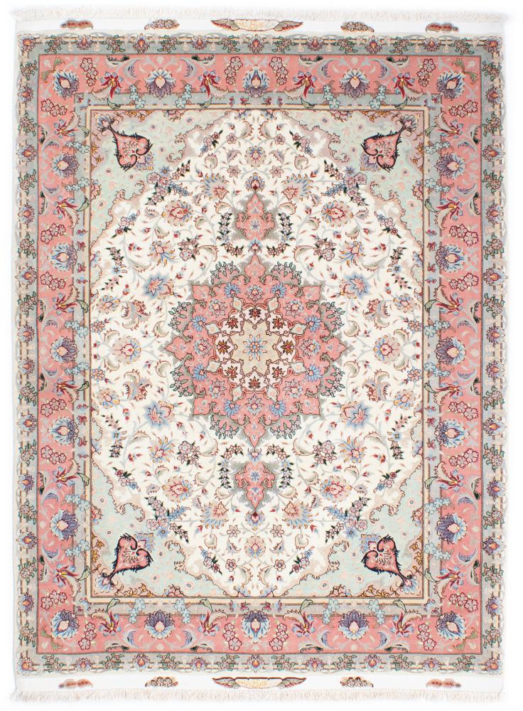 Persian Rug Tabriz 50Raj Silk Warp 6'8"x4'11" 6'8"x4'11", Persian Rug Knotted by hand