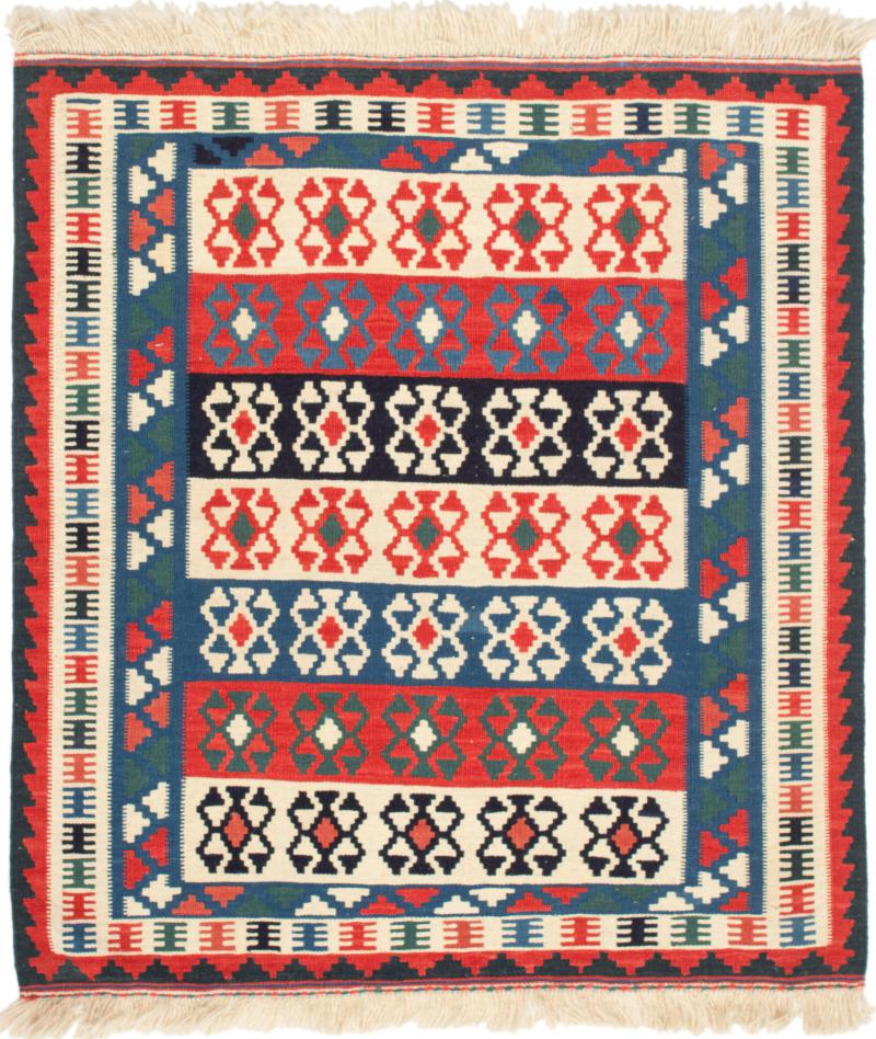  ペルシャ絨毯 キリム Fars 3'7"x3'3" 3'7"x3'3",  ペルシャ絨毯 手織り