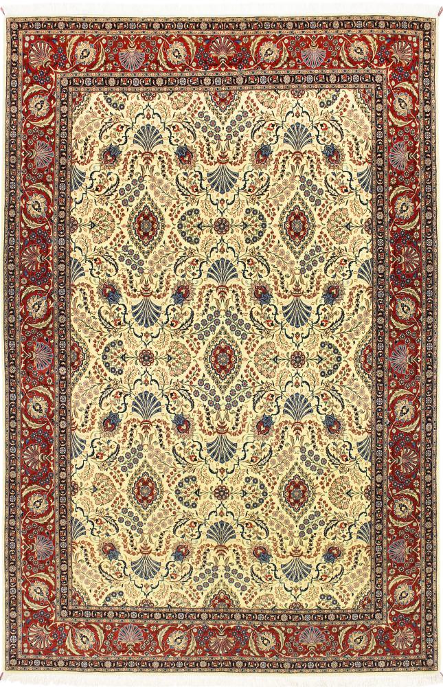 Persian Rug Isfahan Ilam Sherkat Farsh Silk Warp 9'4"x6'2" 9'4"x6'2", Persian Rug Knotted by hand