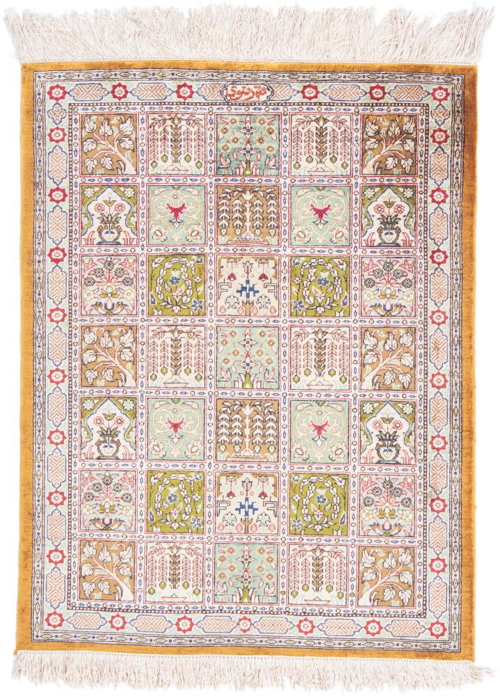  ペルシャ絨毯 クム シルク 71x56 71x56,  ペルシャ絨毯 手織り