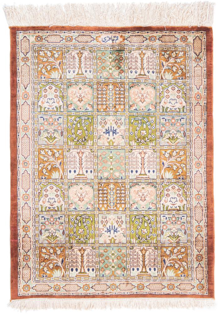 Persialainen matto Ghom Silkki 2'6"x1'10" 2'6"x1'10", Persialainen matto Solmittu käsin