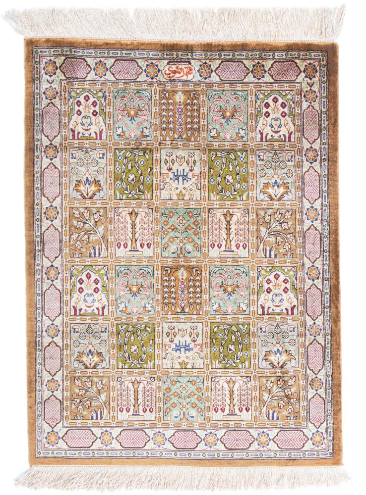 Περσικό χαλί Ghom μετάξι 2'5"x1'10" 2'5"x1'10", Περσικό χαλί Οι κόμποι έγιναν με το χέρι