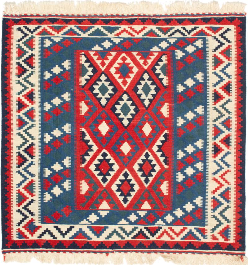 Persian Rug Kilim Fars 3'5"x3'5" 3'5"x3'5", Persian Rug Woven by hand