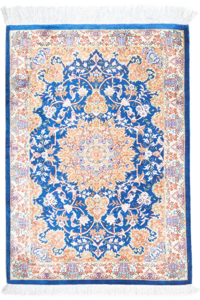 ペルシャ絨毯 クム シルク 2'6"x1'9" 2'6"x1'9",  ペルシャ絨毯 手織り