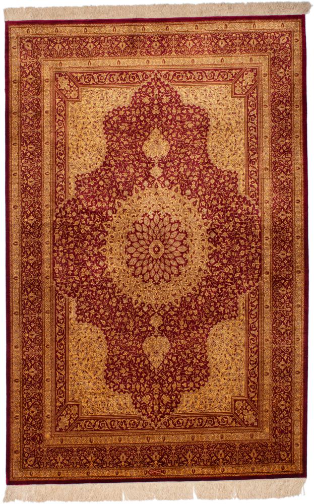 Persian Rug Qum Silk 6'7"x4'3" 6'7"x4'3", Persian Rug Knotted by hand