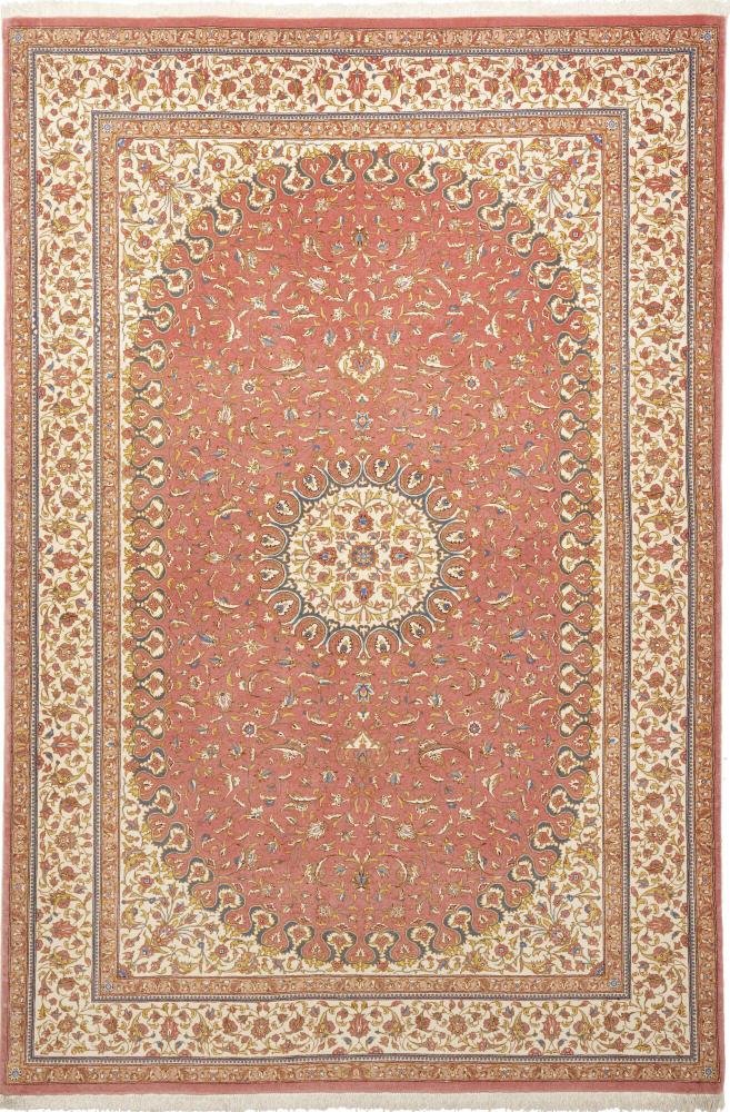 Tappeto persiano Isfahan Ordito in Seta 6'8"x4'6" 6'8"x4'6", Tappeto persiano Annodato a mano