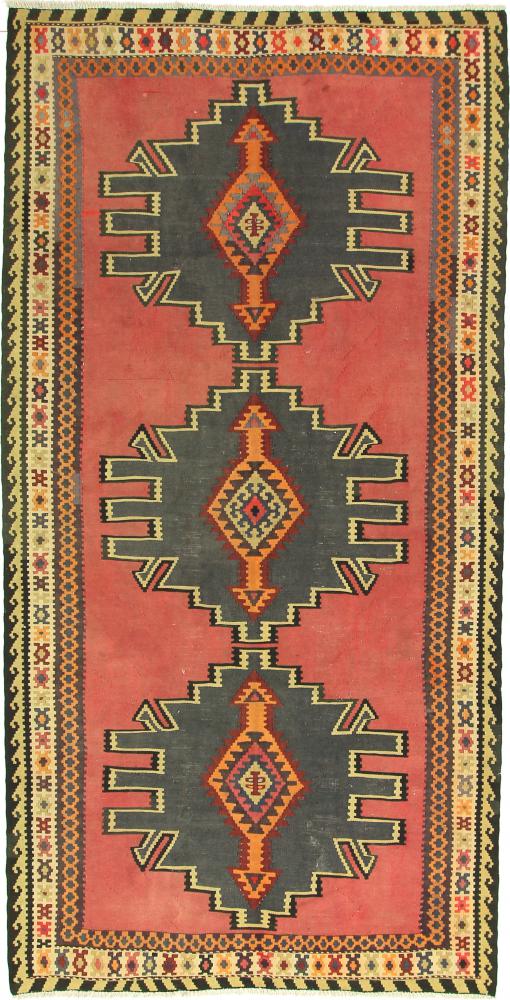  ペルシャ絨毯 キリム Fars Azerbaijan アンティーク 9'9"x4'11" 9'9"x4'11",  ペルシャ絨毯 手織り