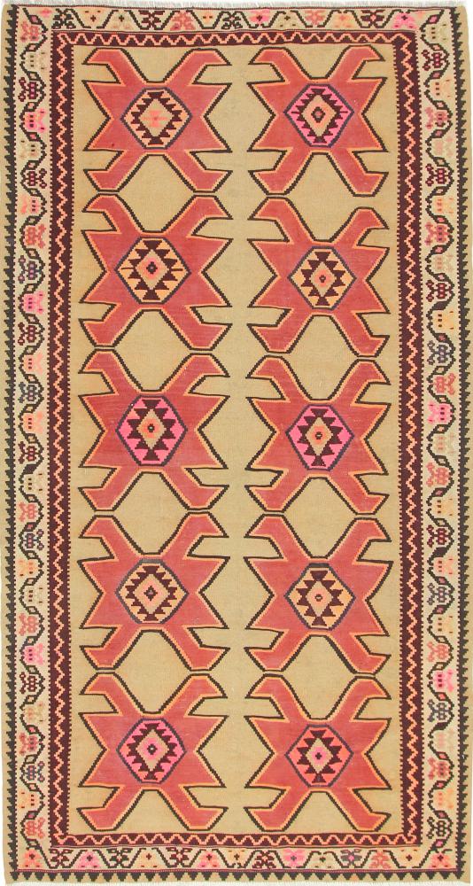 Persisk tæppe Kelim Fars Azerbaijan Antikke 313x165 313x165, Persisk tæppe Håndvævet