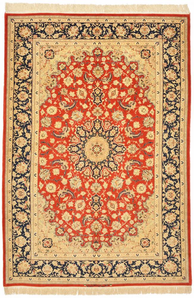 Perserteppich Isfahan Seidenkette 219x151 219x151, Perserteppich Handgeknüpft