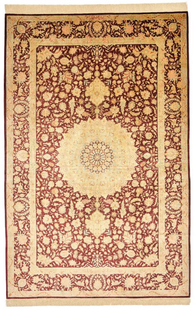 Persian Rug Qum Silk 10'1"x6'7" 10'1"x6'7", Persian Rug Knotted by hand