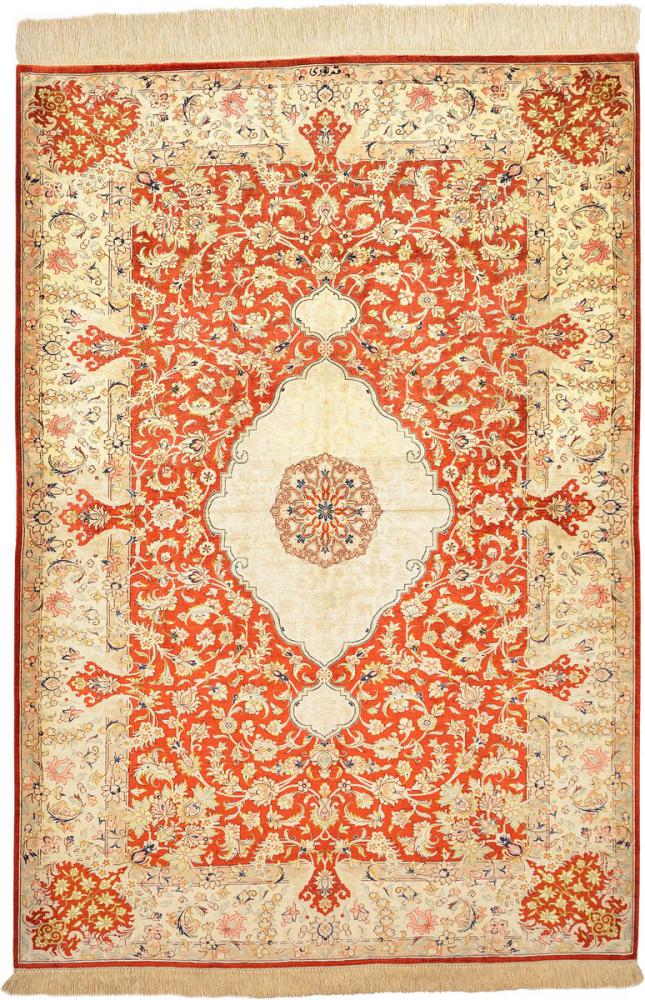 Perzisch tapijt Qum Zijde 4'11"x3'5" 4'11"x3'5", Perzisch tapijt Handgeknoopte