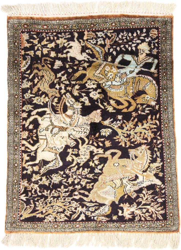 Persialainen matto Ghom Silkki 73x55 73x55, Persialainen matto Solmittu käsin