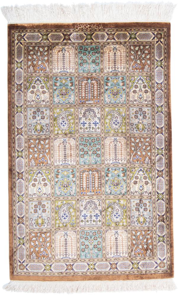 Perzisch tapijt Qum Zijde 92x58 92x58, Perzisch tapijt Handgeknoopte