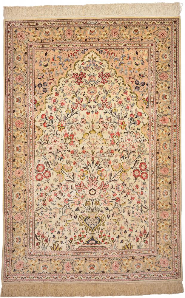 Persialainen matto Ghom Silkki 150x103 150x103, Persialainen matto Solmittu käsin