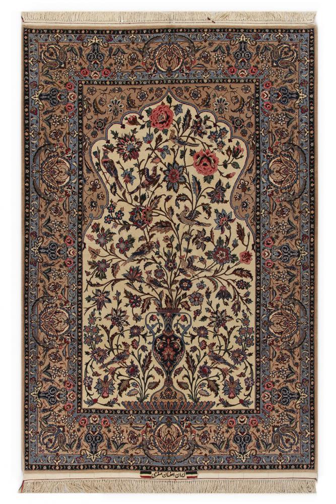 Persian Rug Isfahan Sherkat Silk Warp 7'9"x5'1" 7'9"x5'1", Persian Rug Knotted by hand