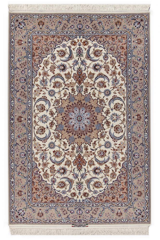 Tapis persan Ispahan Sherkat Chaîne de Soie 7'6"x5'3" 7'6"x5'3", Tapis persan Noué à la main