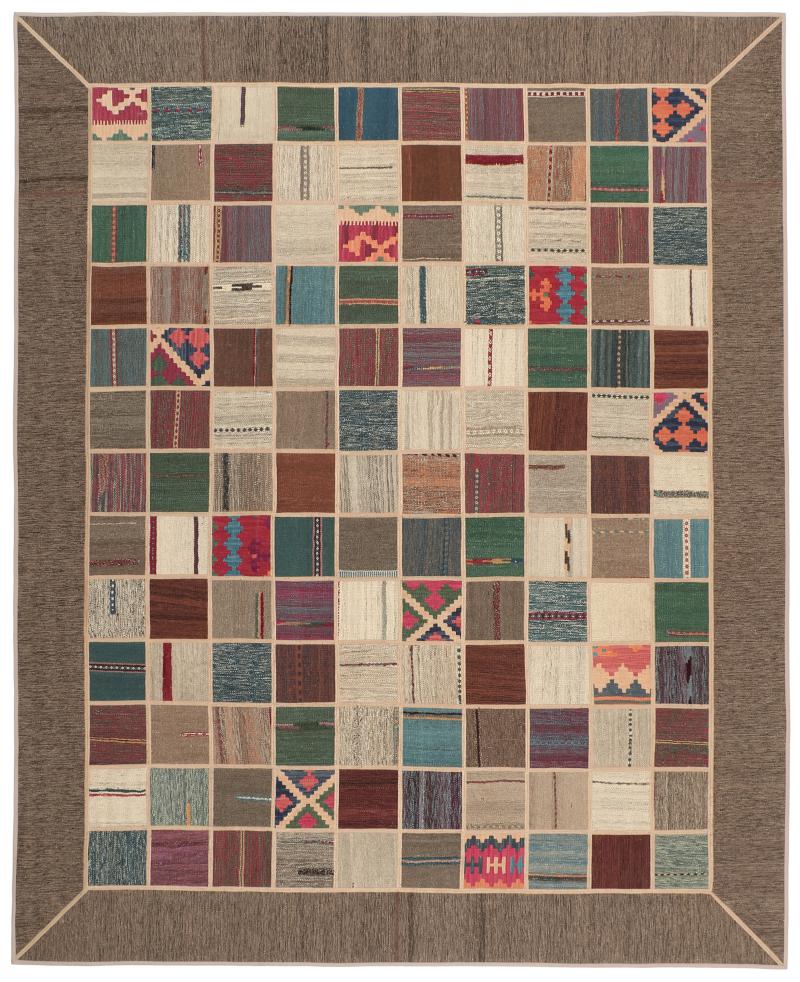  ペルシャ絨毯 キリム パッチワーク 10'1"x8'1" 10'1"x8'1",  ペルシャ絨毯 手織り