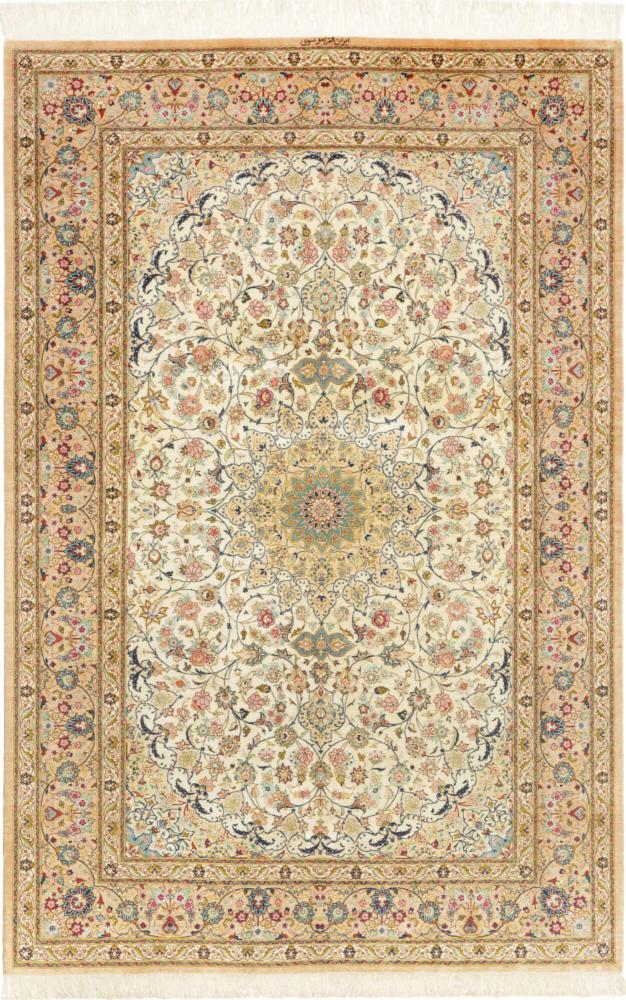  ペルシャ絨毯 クム シルク 199x132 199x132,  ペルシャ絨毯 手織り