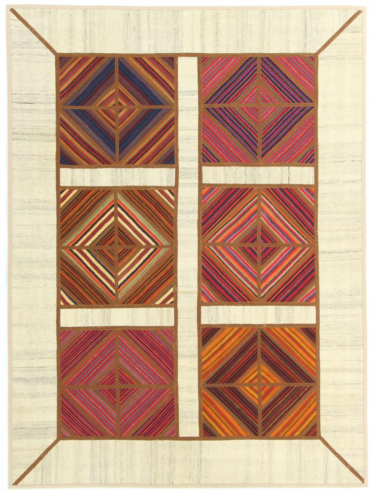  ペルシャ絨毯 キリム パッチワーク 6'7"x4'11" 6'7"x4'11",  ペルシャ絨毯 手織り