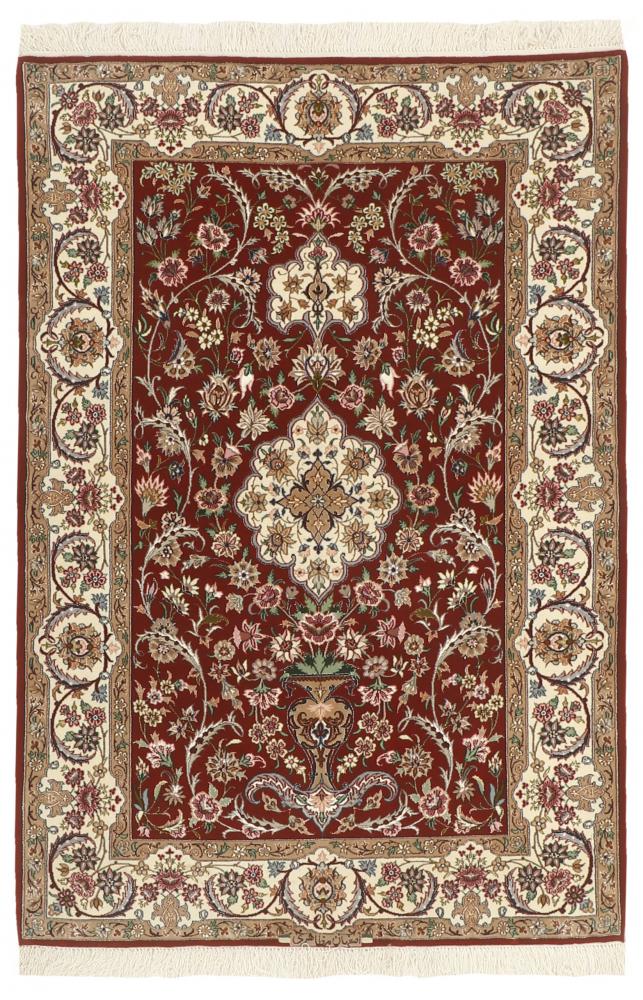 Persian Rug Isfahan Silk Warp 5'4"x3'8" 5'4"x3'8", Persian Rug Knotted by hand