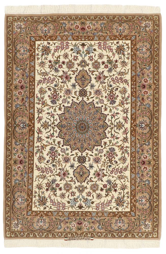 Persian Rug Isfahan Silk Warp 5'5"x3'8" 5'5"x3'8", Persian Rug Knotted by hand