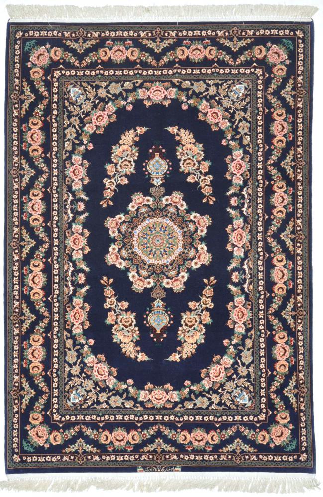  ペルシャ絨毯 イスファハン 絹の縦糸 193x129 193x129,  ペルシャ絨毯 手織り