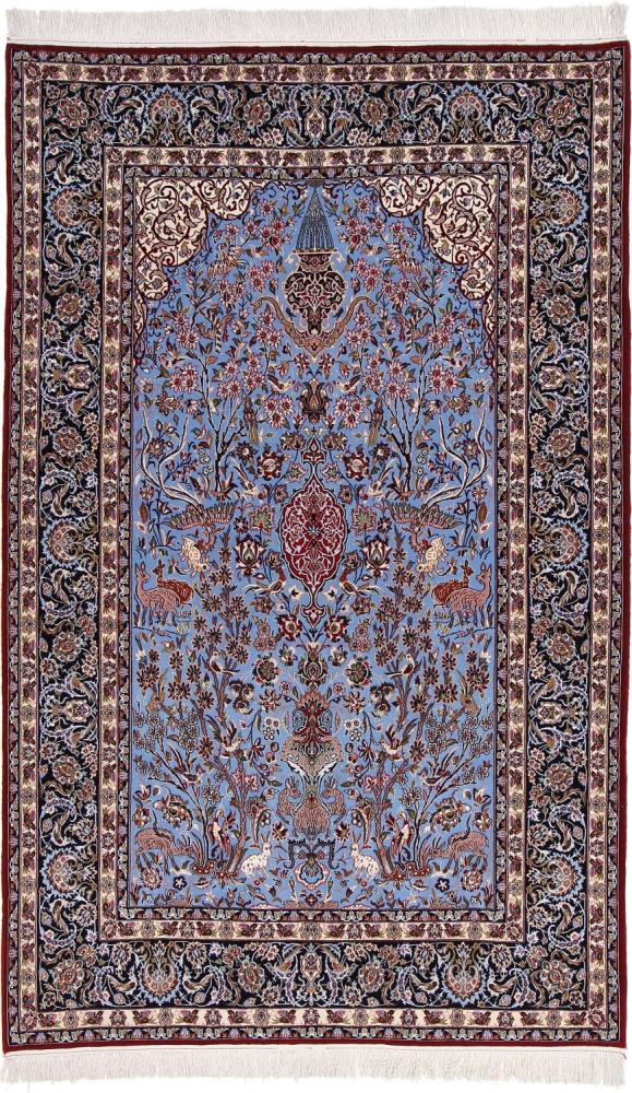 Dywan perski Isfahan Jedwabna Osnowa 7'11"x4'11" 7'11"x4'11", Dywan perski Ręcznie tkane