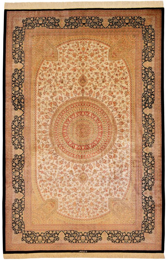Persialainen matto Ghom Silkki 302x197 302x197, Persialainen matto Solmittu käsin