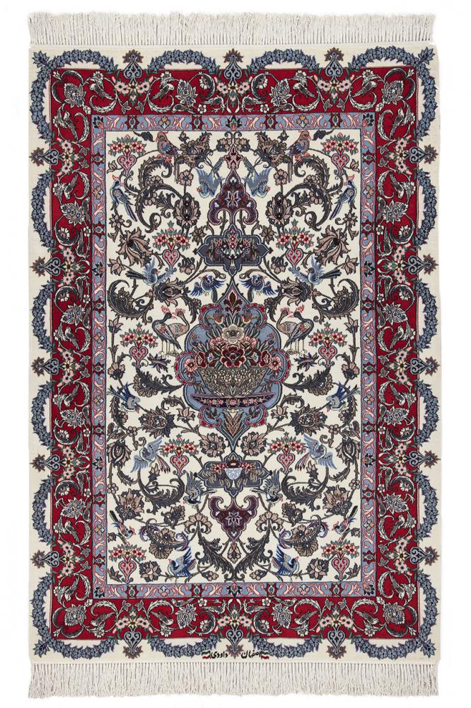 Persian Rug Isfahan Sherkat Silk Warp 5'6"x3'8" 5'6"x3'8", Persian Rug Knotted by hand