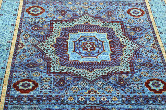 Turkish Mamluk Rug 4x3 Fine Quality Handmade Wool Area Rug, Medallion Blue  Rug Traditional Rug, Oriental Rug, Bedroom Rug Kitchen Office Rug 