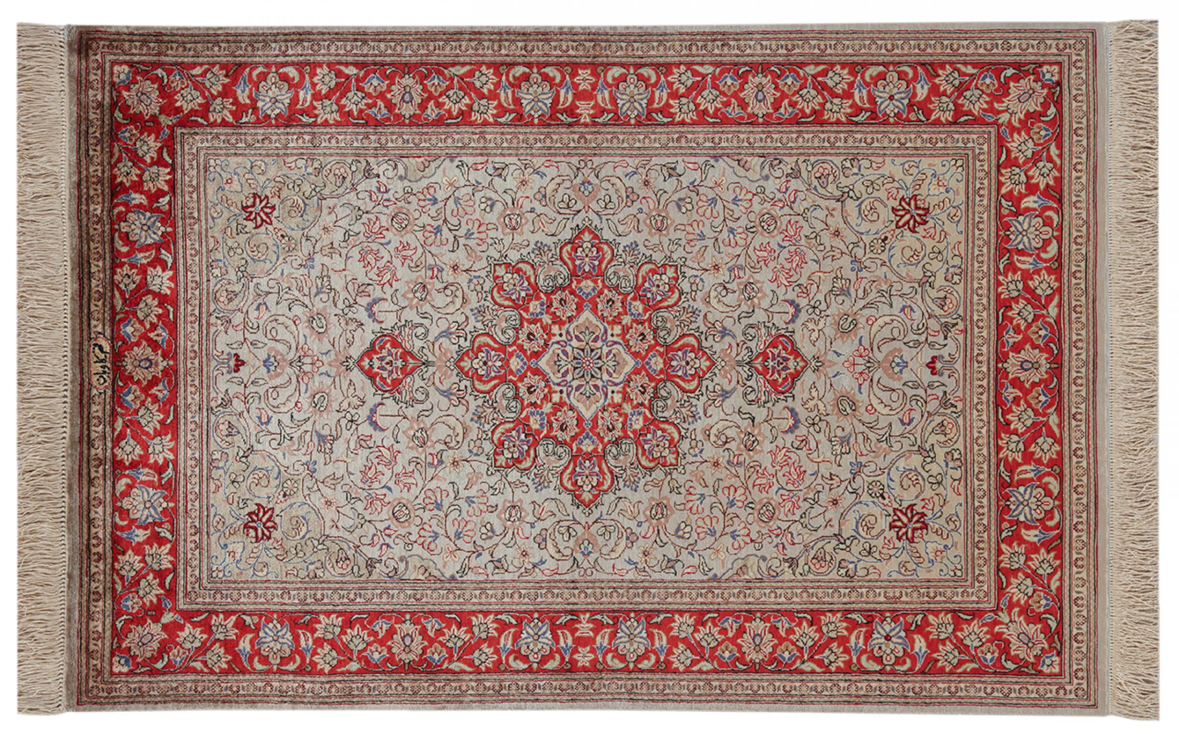 Silk 119. Иран Кум ковер. Silk Rug. Qum. Christies 500 years decorative Arts Europe including oriental Carpets catalog.